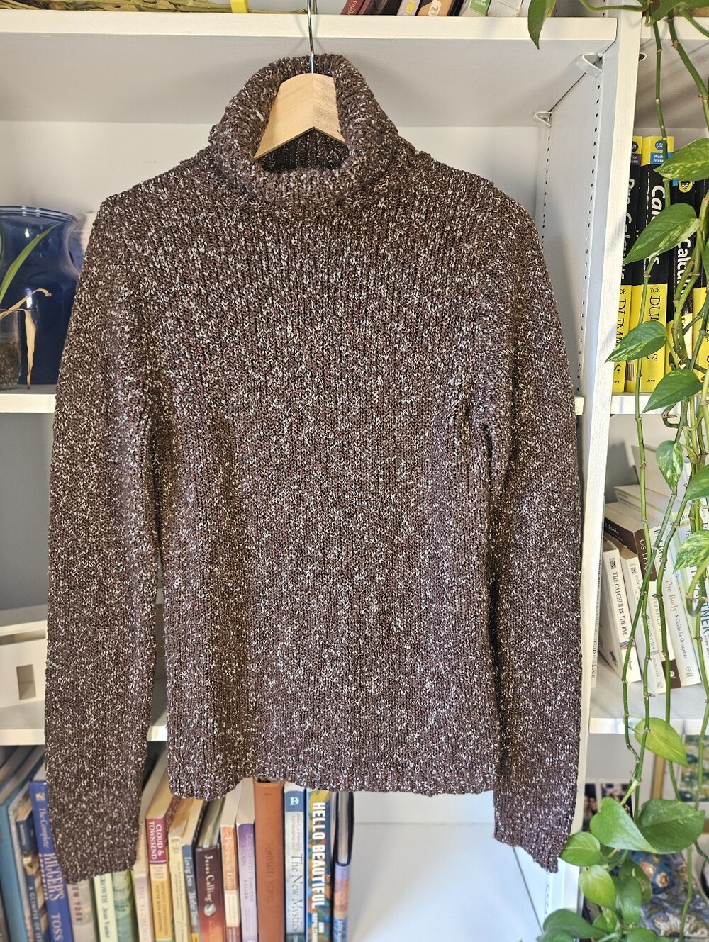 Vintage Rollneck Collar Knit Sweater Brown Size S /M 90s Turtleneck Small Medium